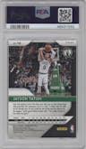 Jayson Tatum from the 2018-19 Panini Prizm set featuring a Silver Prizm parallel graded by PSA and given an overall grade of 10.