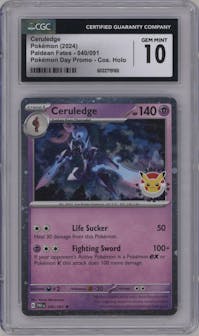 Ceruledge from the 2024 Pokemon SV set featuring a Pokemon Day 2024 parallel graded by CSG and given an overall grade of 10.