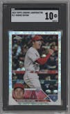 Shohei Ohtani from the 2023 Topps Chrome Logofractor Edition set graded by SGC and given an overall grade of 10.