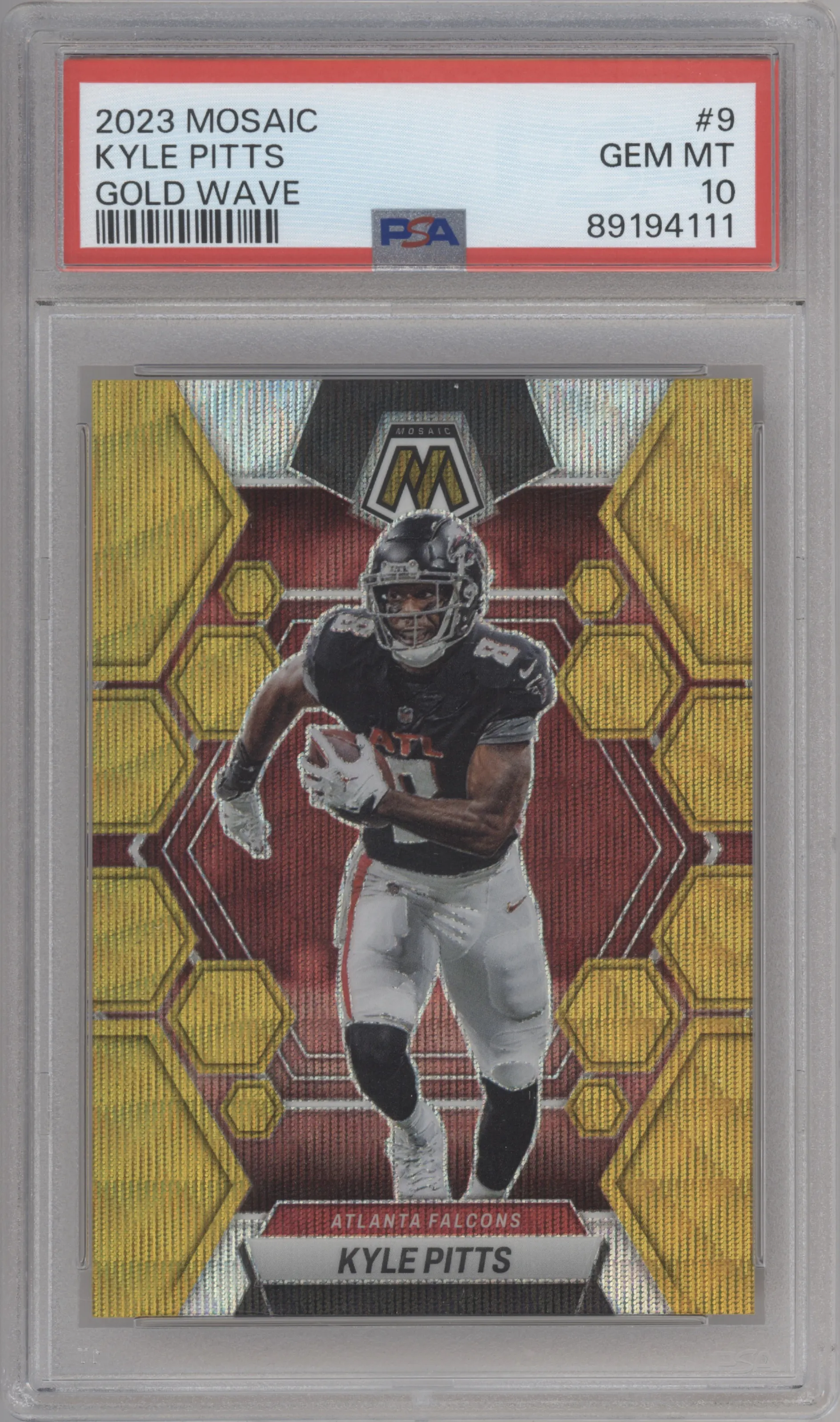 2023 Panini Mosaic Kyle Pitts Gold Wave Mosaic PSA 10