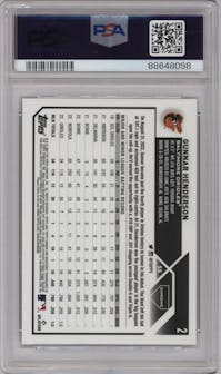 Gunnar Henderson from the 2023 Topps Chrome Logofractor Edition set graded by PSA and given an overall grade of 10.