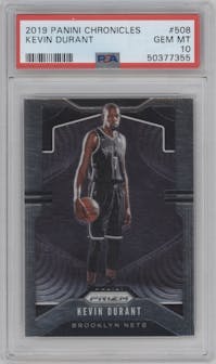 Kevin Durant from the 2019-20 Panini Chronicles  set graded by PSA and given an overall grade of 10.