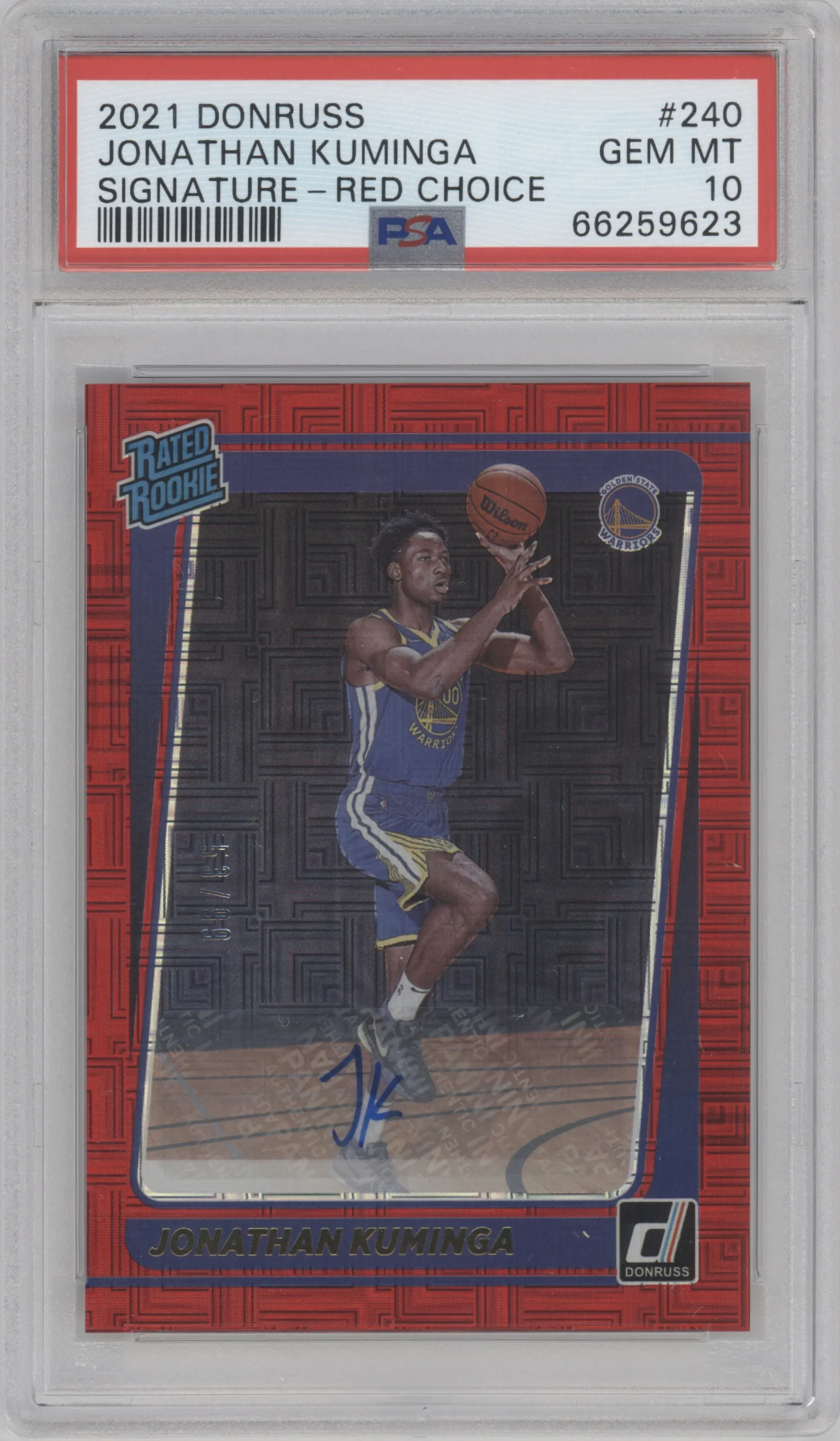 2021 Panini Donruss Rated Rookie Jonathan Kuminga Choice Red #240 PSA 10