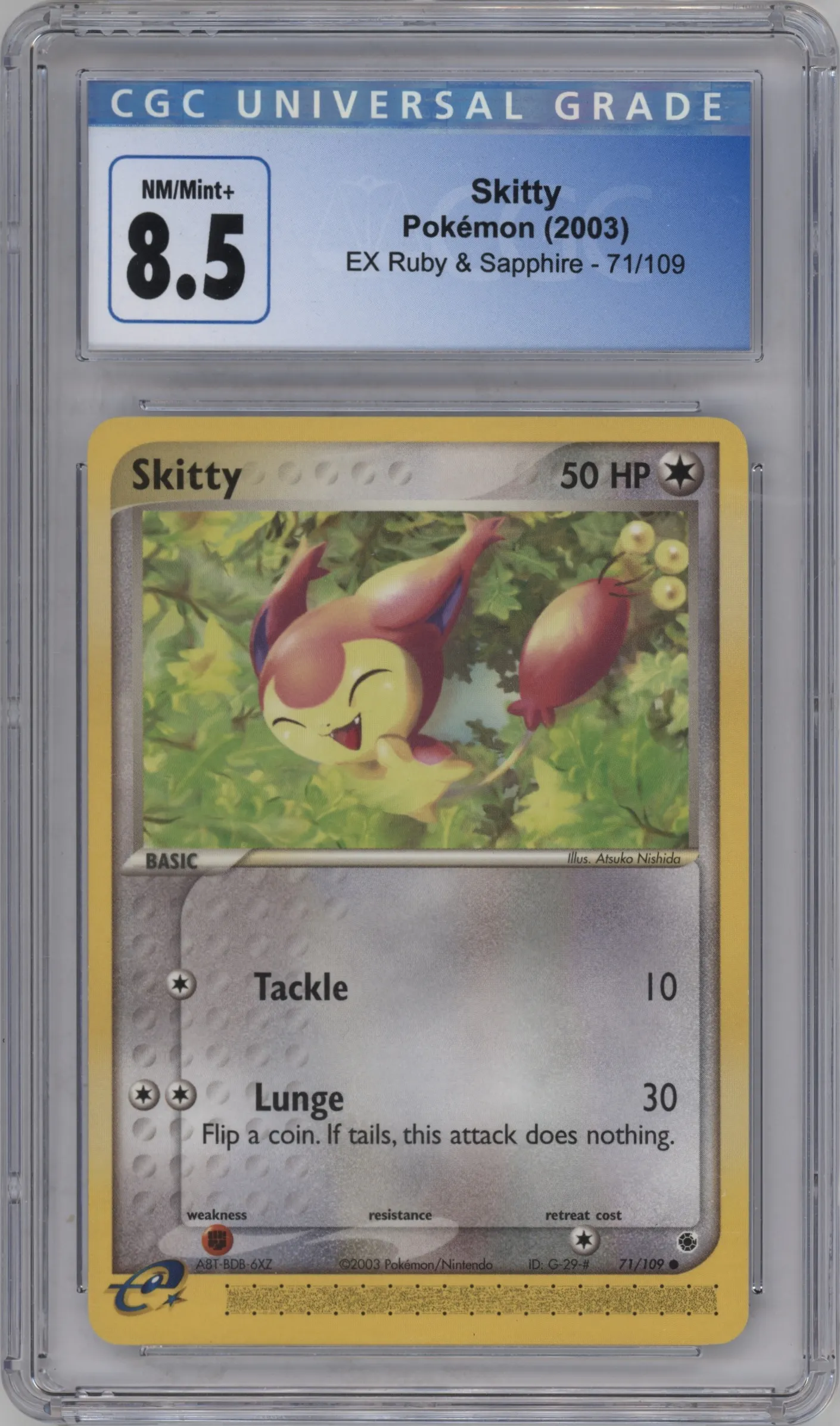 2003 Pokemon EX Ruby & Sapphire Skitty #71 CGC 8.5