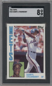 Darryl Strawberry from the 1984 Topps set graded by SGC and given an overall grade of 8.