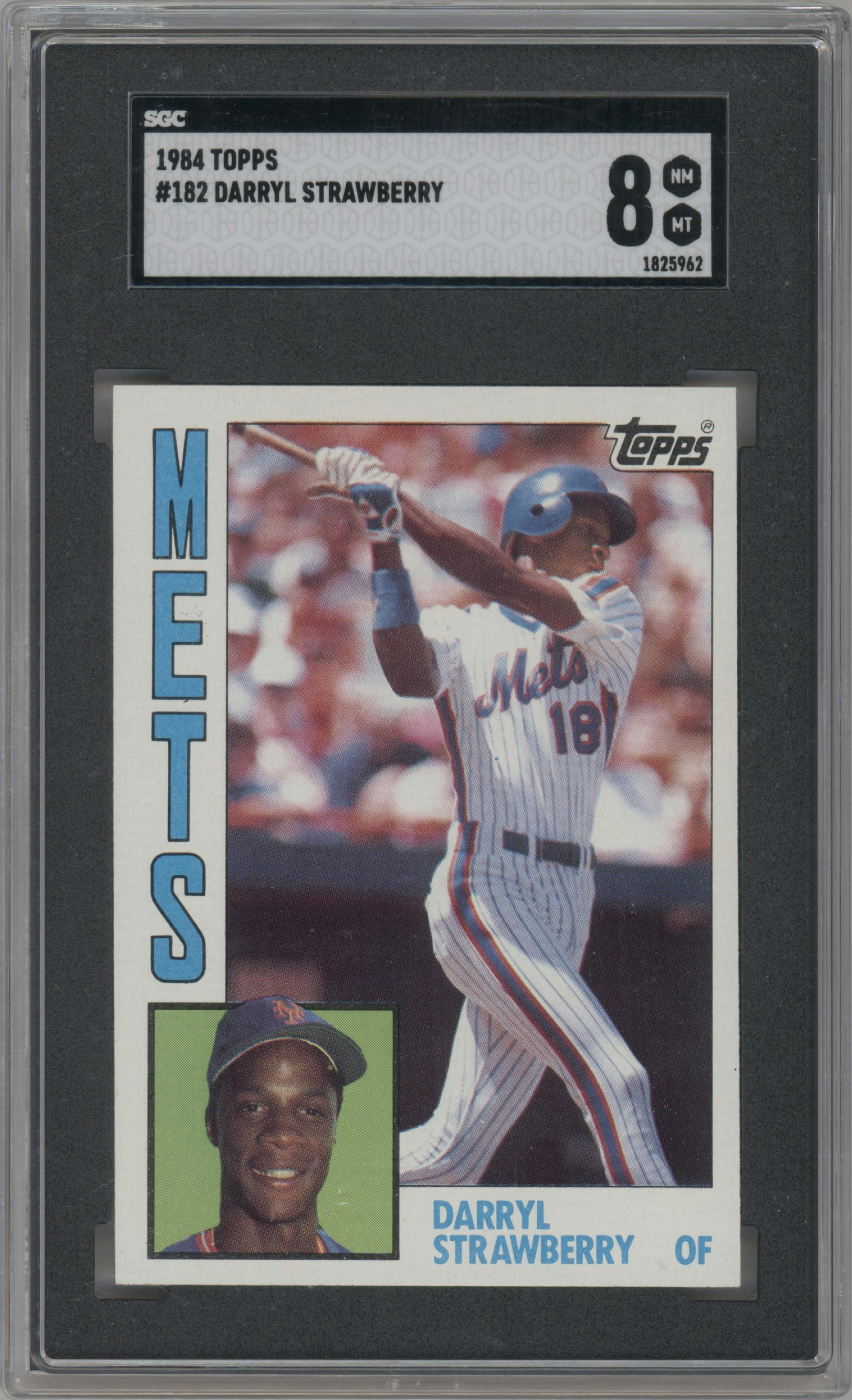 Darryl Strawberry from the 1984 Topps set graded by SGC and given an overall grade of 8.