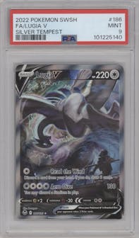 Lugia V from the 2022 Pokemon SWSH set graded by PSA and given an overall grade of 9.