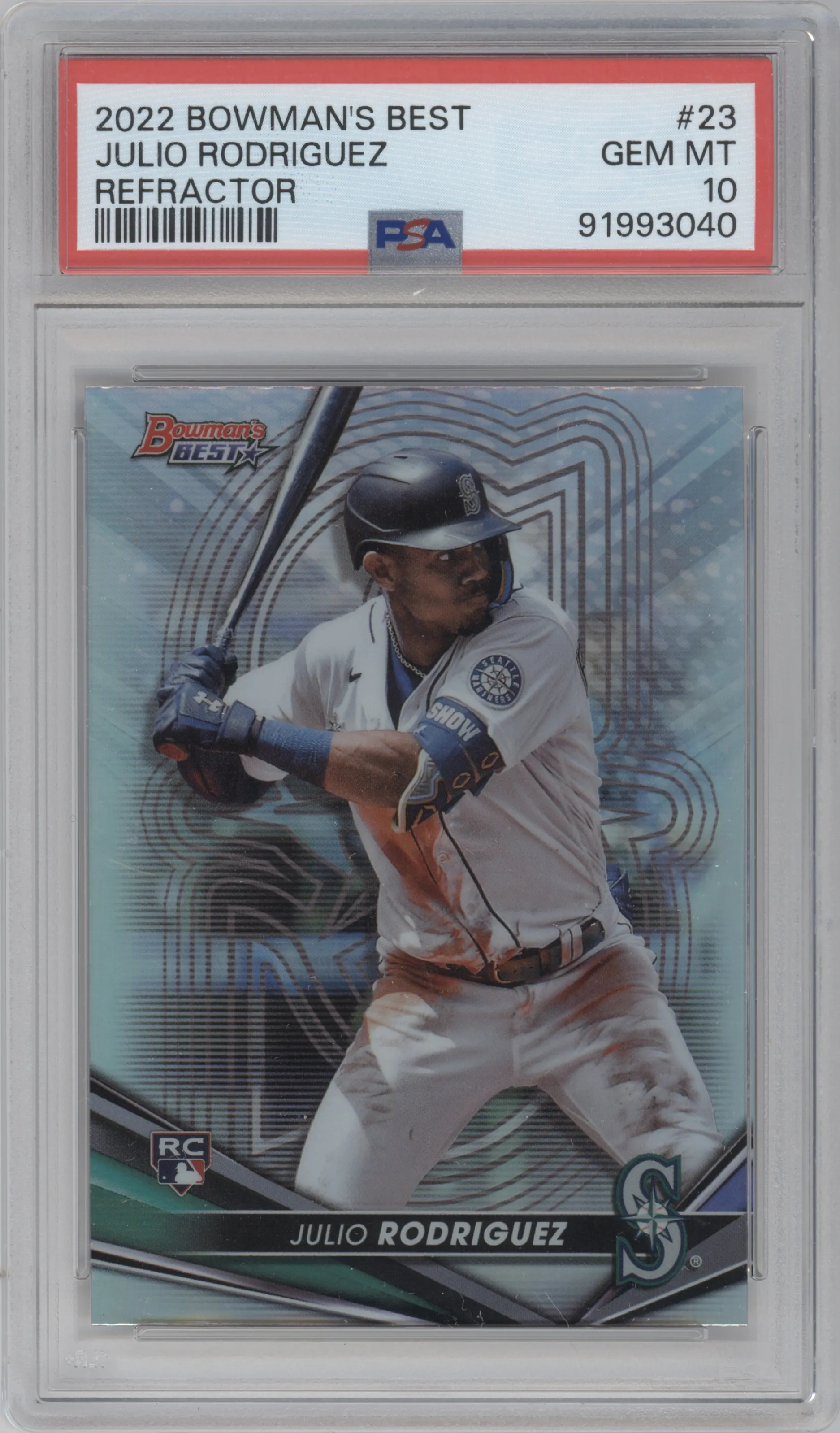 2022 Bowman’s Best Julio Rodriguez Refractor #23 PSA 10