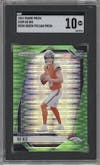 Bo Nix from the 2024 Panini Prizm set featuring a Neon Green Pulsar  parallel graded by SGC and given an overall grade of 10.