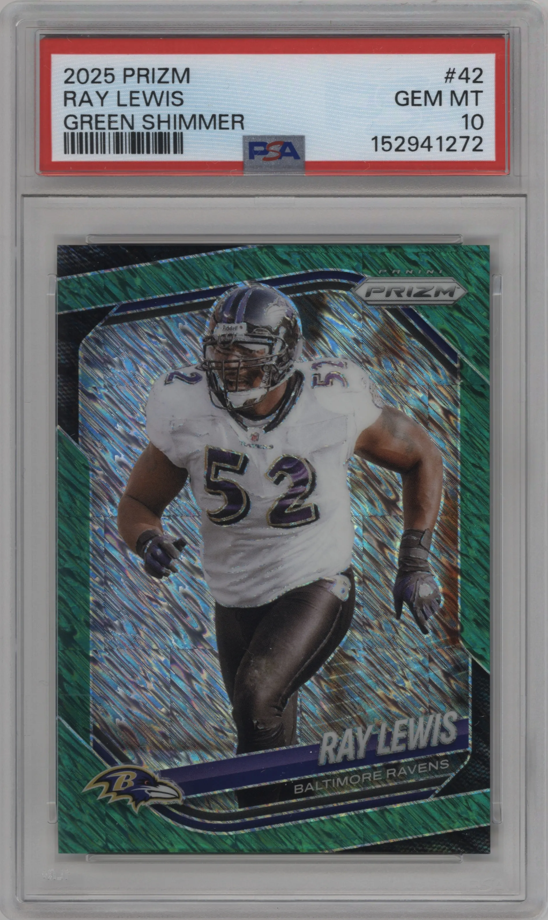 2025 Panini Prizm Ray Lewis Green Shimmer PSA 10