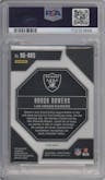 Brock Bowers from the 2024 Panini Prizm set featuring a Pink parallel graded by PSA and given an overall grade of 10.
