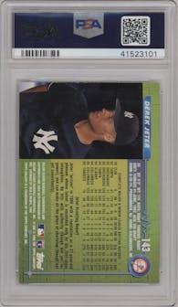 Derek Jeter from the 1996 Topps Gallery set graded by PSA and given an overall grade of 8.