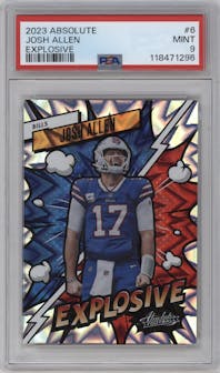 Josh Allen from the 2023 Panini Absolute set graded by PSA and given an overall grade of 9.