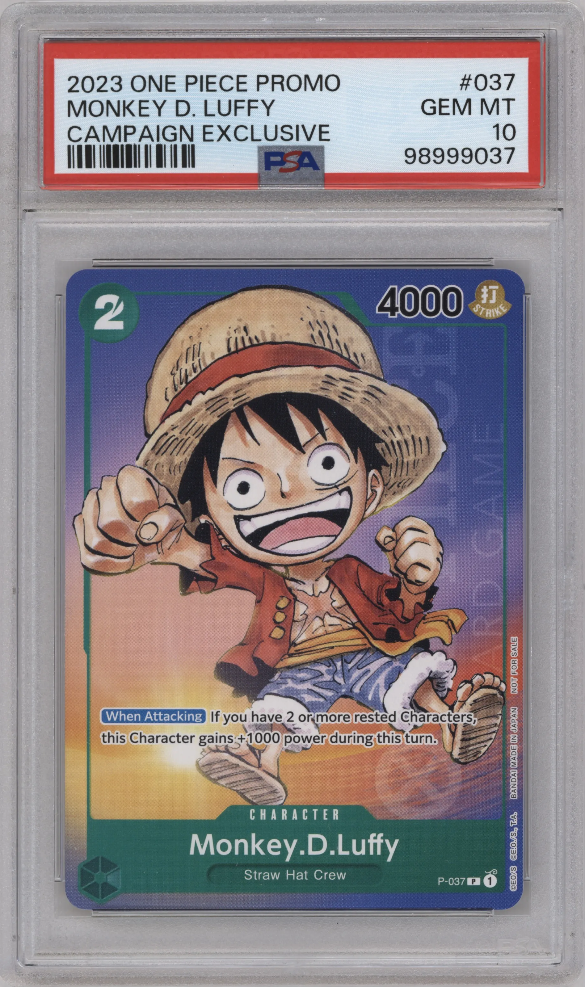 2023 One Piece 1st Anniversary Tournament Monkey.D.Luffy PSA 10