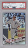 Aaron Judge from the 2017 Topps Chrome set featuring a Refractor parallel graded by PSA and given an overall grade of 10.