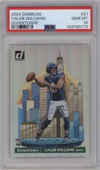 Caleb Williams from the 2024 Donruss set graded by PSA and given an overall grade of 10.