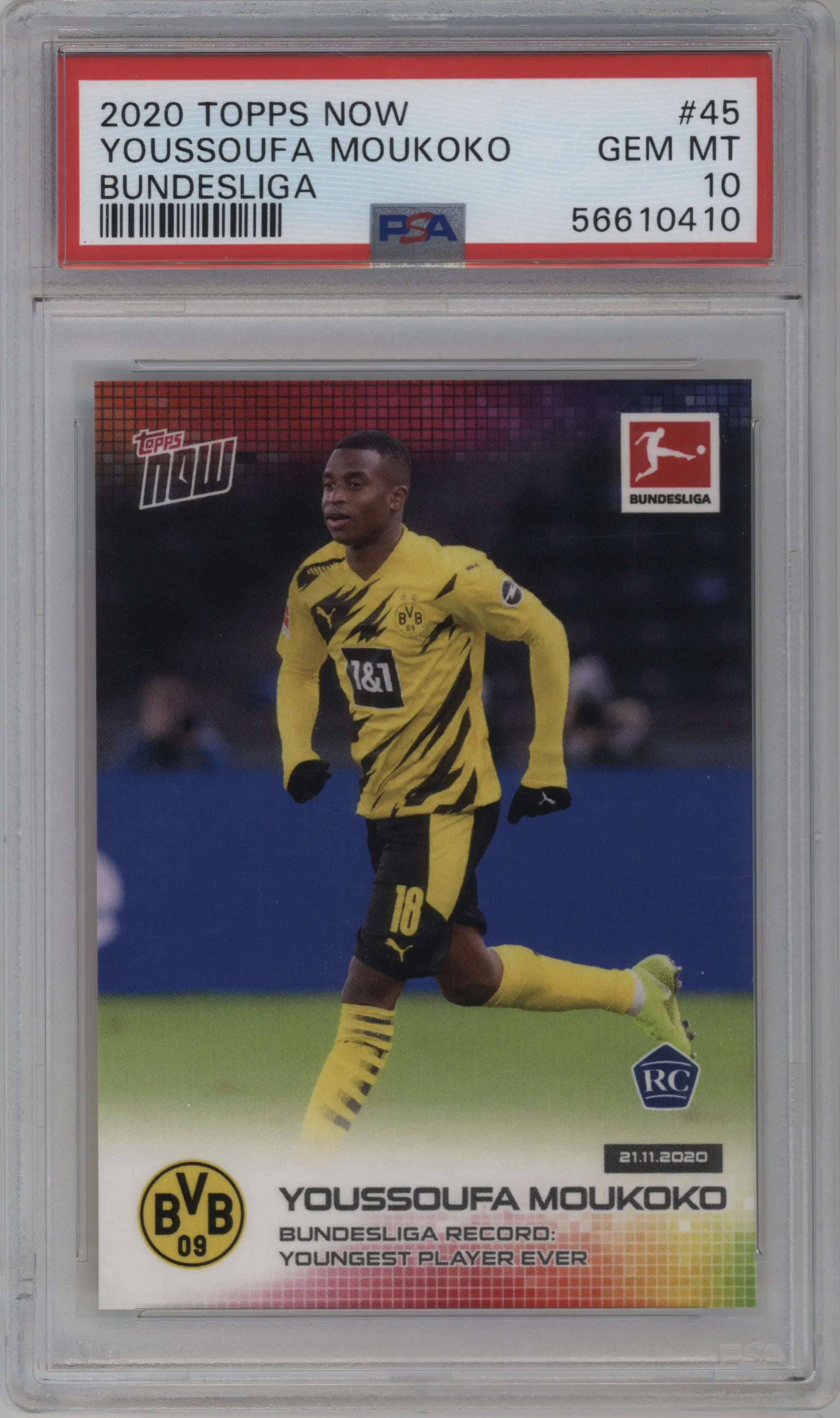 2020 Topps Now Bundesliga Youssoufa Moukoko PSA 10
