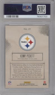 Kenny Pickett from the 2022 Panini Playbook set graded by PSA and given an overall grade of 10.