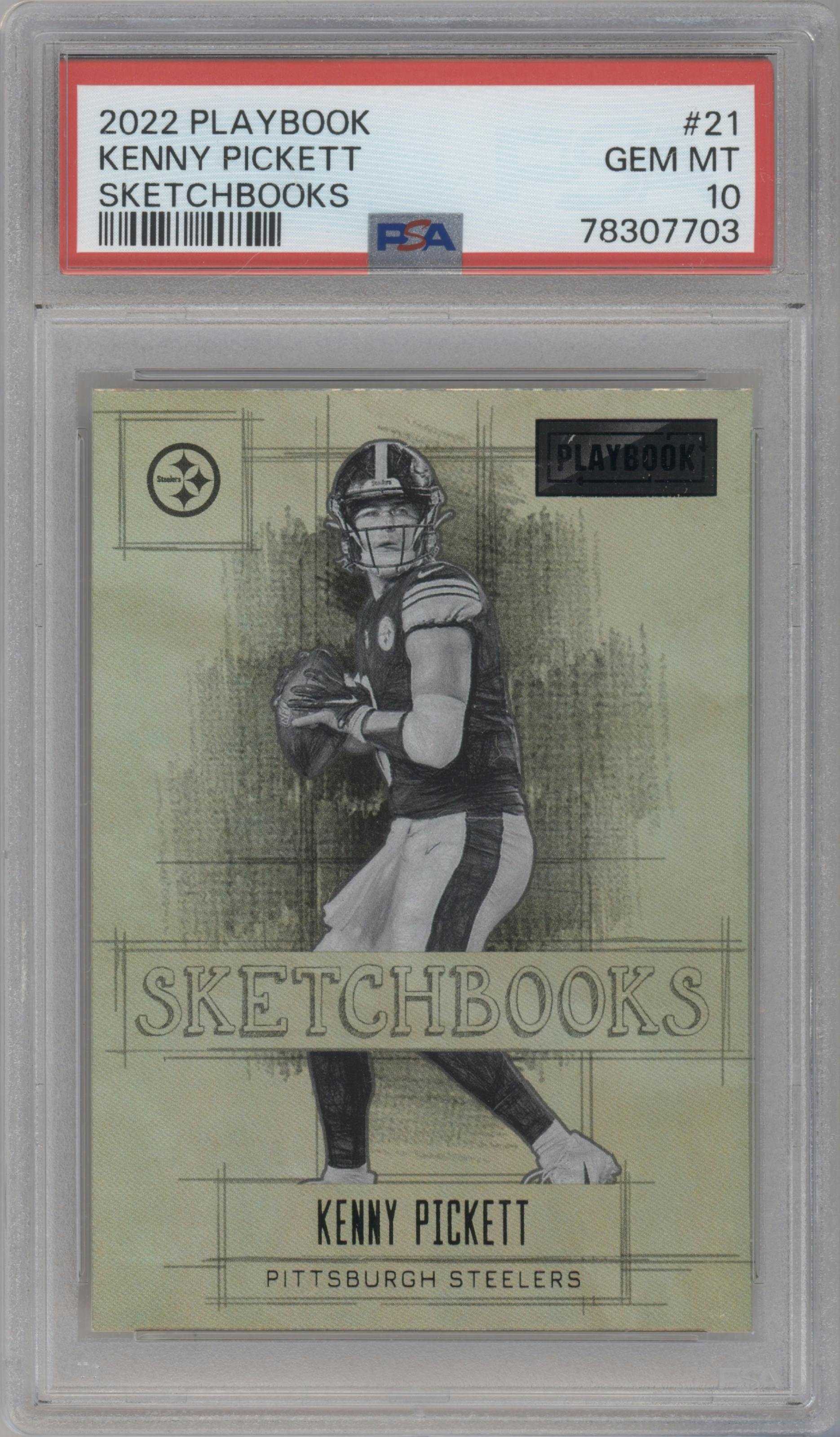 Kenny Pickett from the 2022 Panini Playbook set graded by PSA and given an overall grade of 10.