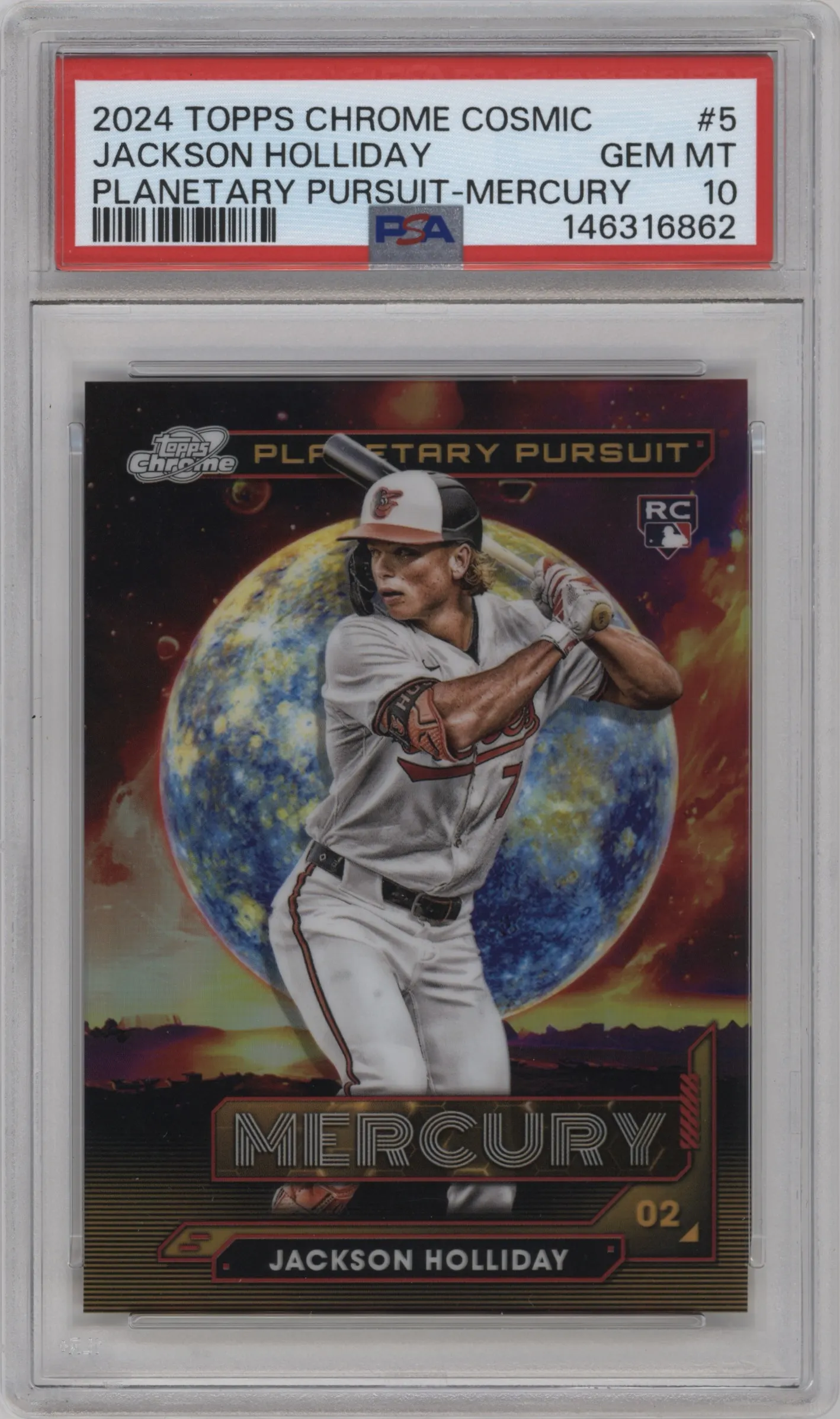 2024 Topps Cosmic Chrome Planetary Pursuit Mercury Jackson Holliday #PPM-5 PSA 10