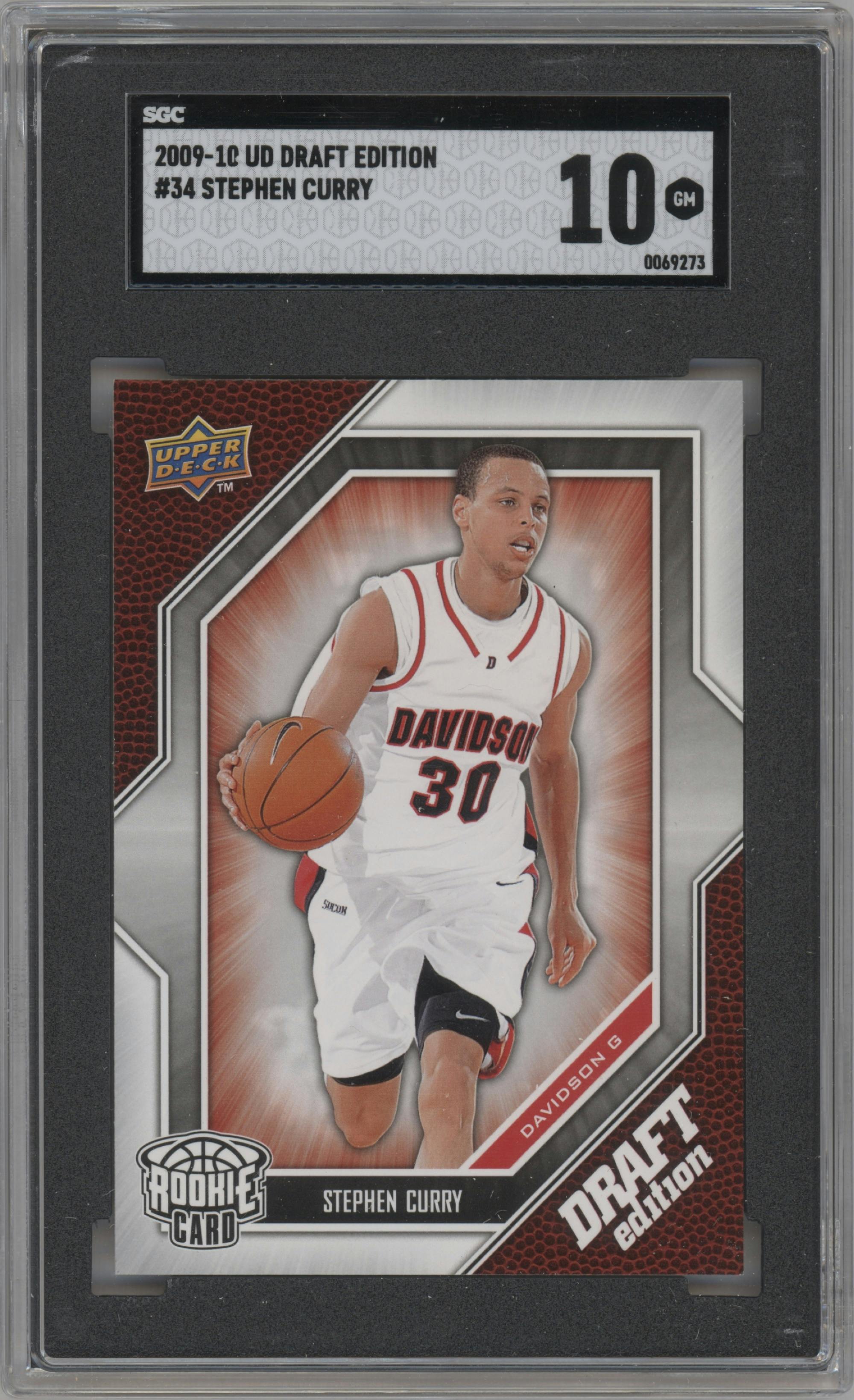 Stephen Curry from the 2009-10 UD Draft Edition set graded by SGC and given an overall grade of 10.
