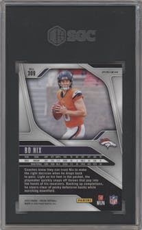 Bo Nix from the 2024 Panini Prizm set featuring a Green Wave parallel graded by SGC and given an overall grade of 9.5.