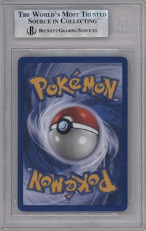 Blastoise from the 2002 Pokemon E-CARD set graded by Beckett and given an overall grade of 8.5.