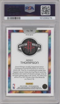 Amen Thompson from the 2023-24 Panini Spectra set graded by PSA and given an overall grade of 9.
