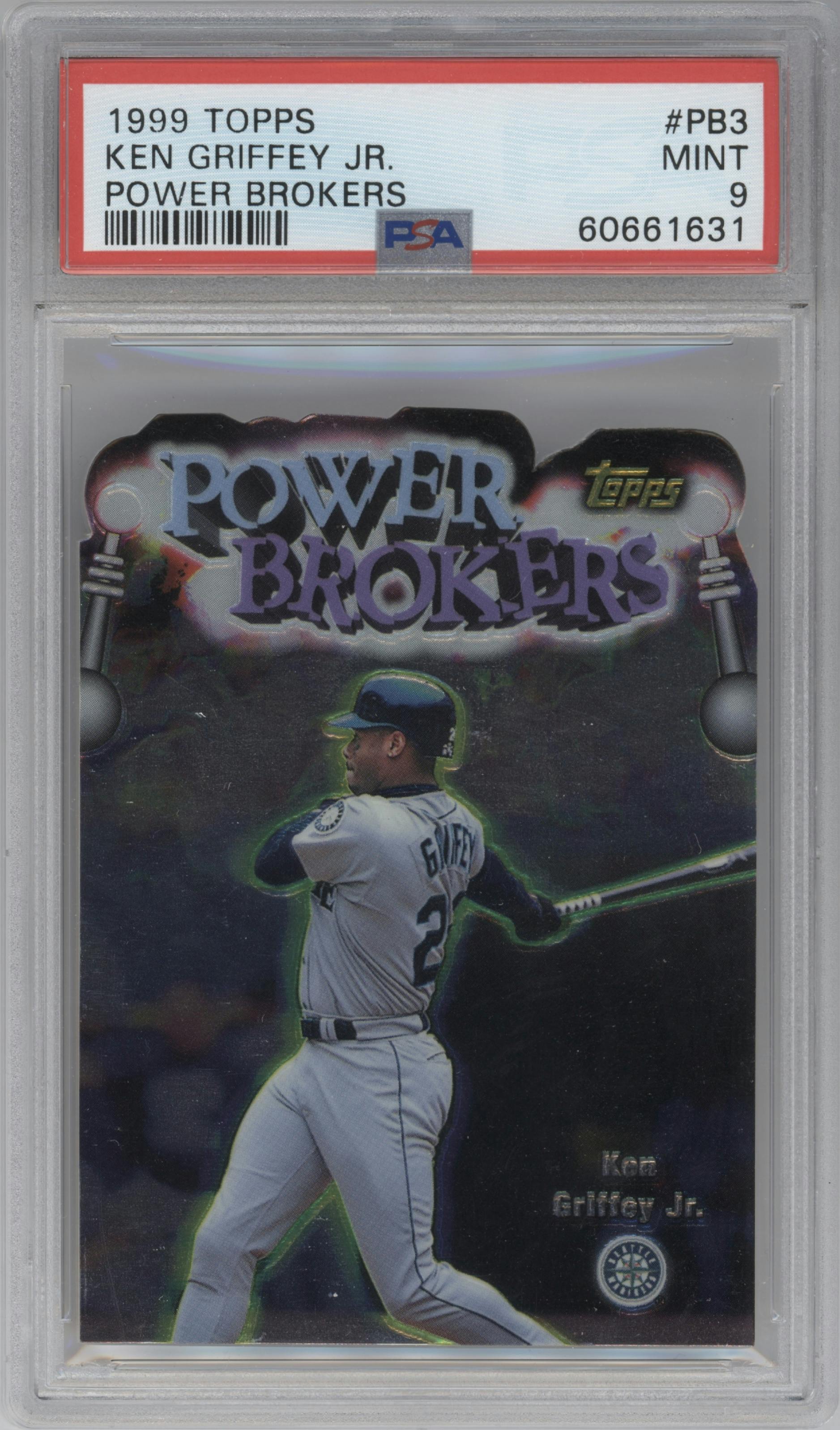 Ken Griffey Jr. from the 1999 Topps set graded by PSA and given an overall grade of 9.