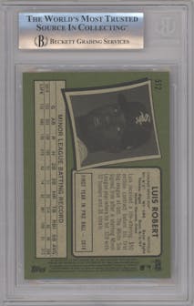 Luis Robert from the 2020 Topps Heritage High Number set graded by Beckett and given an overall grade of 9.