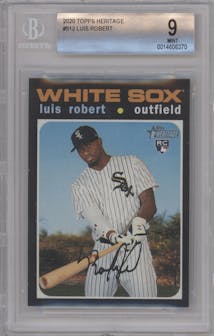 Luis Robert from the 2020 Topps Heritage High Number set graded by Beckett and given an overall grade of 9.