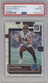 Sam Howell from the 2022 Panini Donruss Optic set featuring a Wave parallel graded by PSA and given an overall grade of 10.