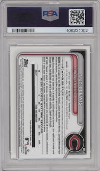 Tyson Lewis from the 2024 Bowman Draft set featuring a Gold Refractor parallel graded by PSA and given an overall grade of 10.