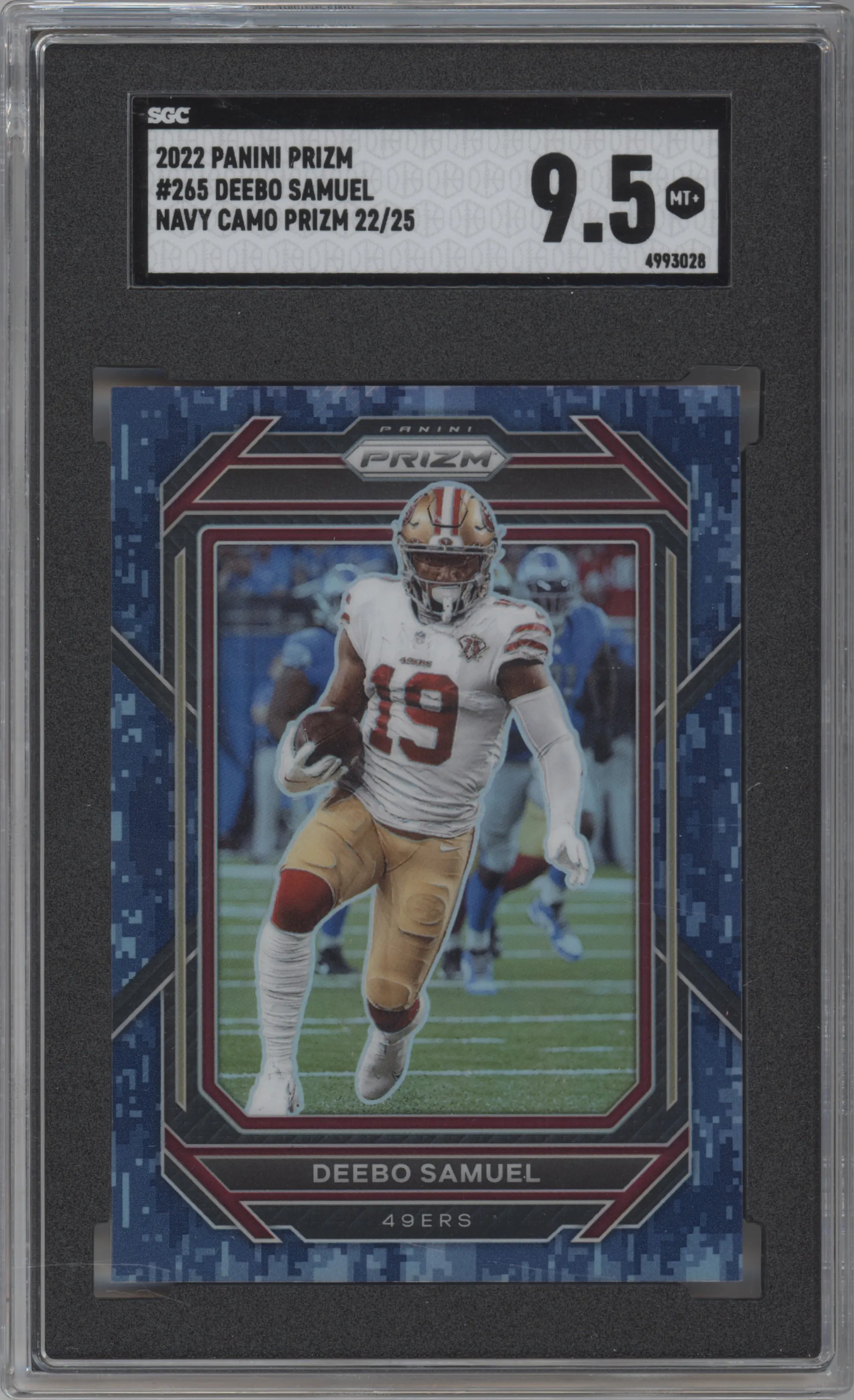 2022 Panini Prizm Deebo Samuel Navy Camo SGC 9.5