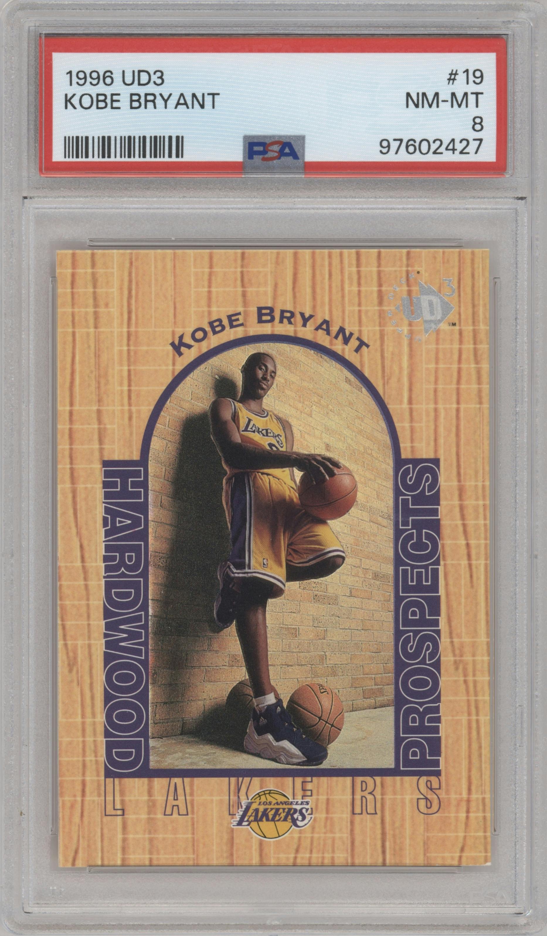 Kobe Bryant from the 1996-97 Upper Deck UD3 set graded by PSA and given an overall grade of 8.