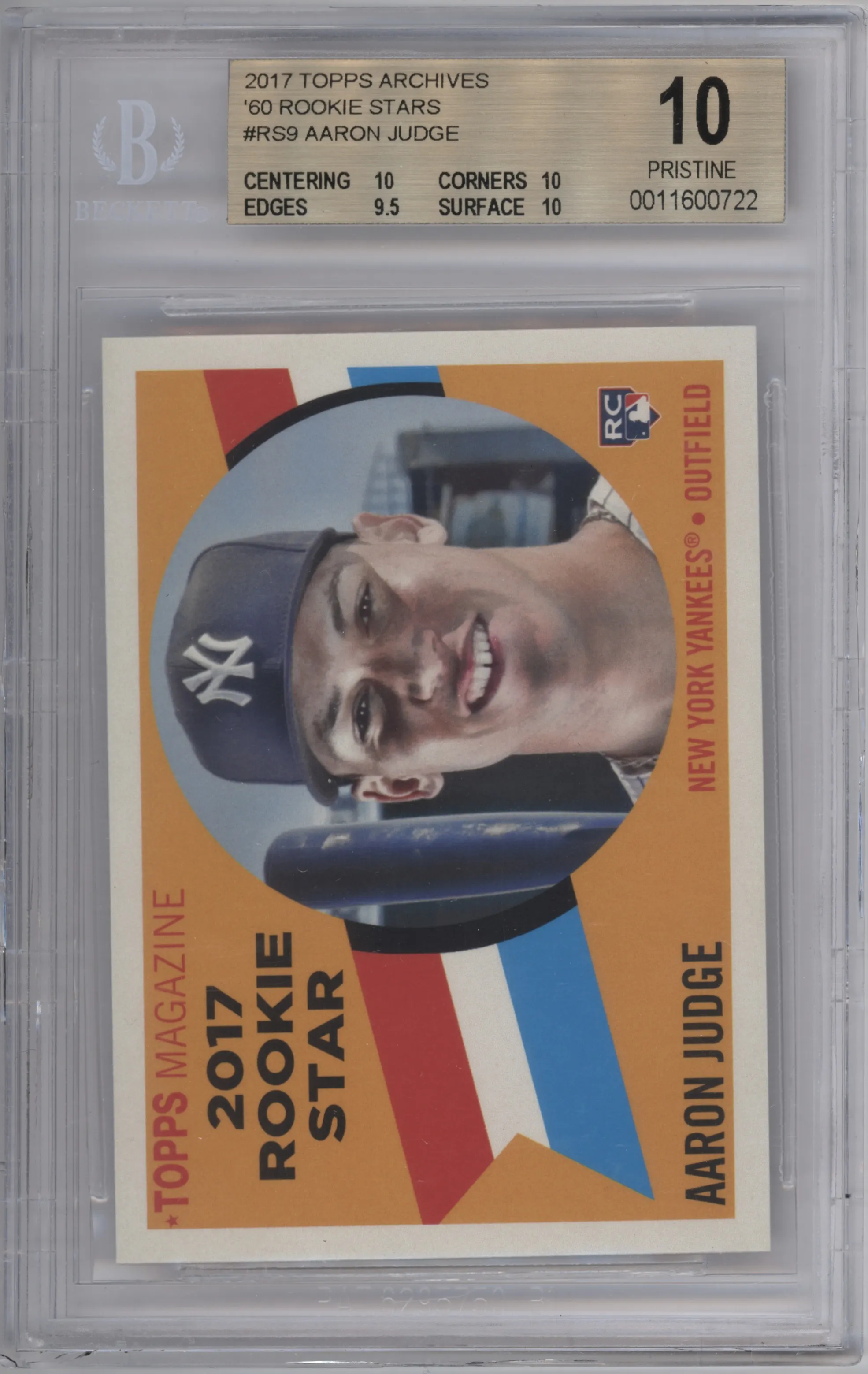 2017 Topps Archives 1960 Rookie Star Aaron Judge BGS 10