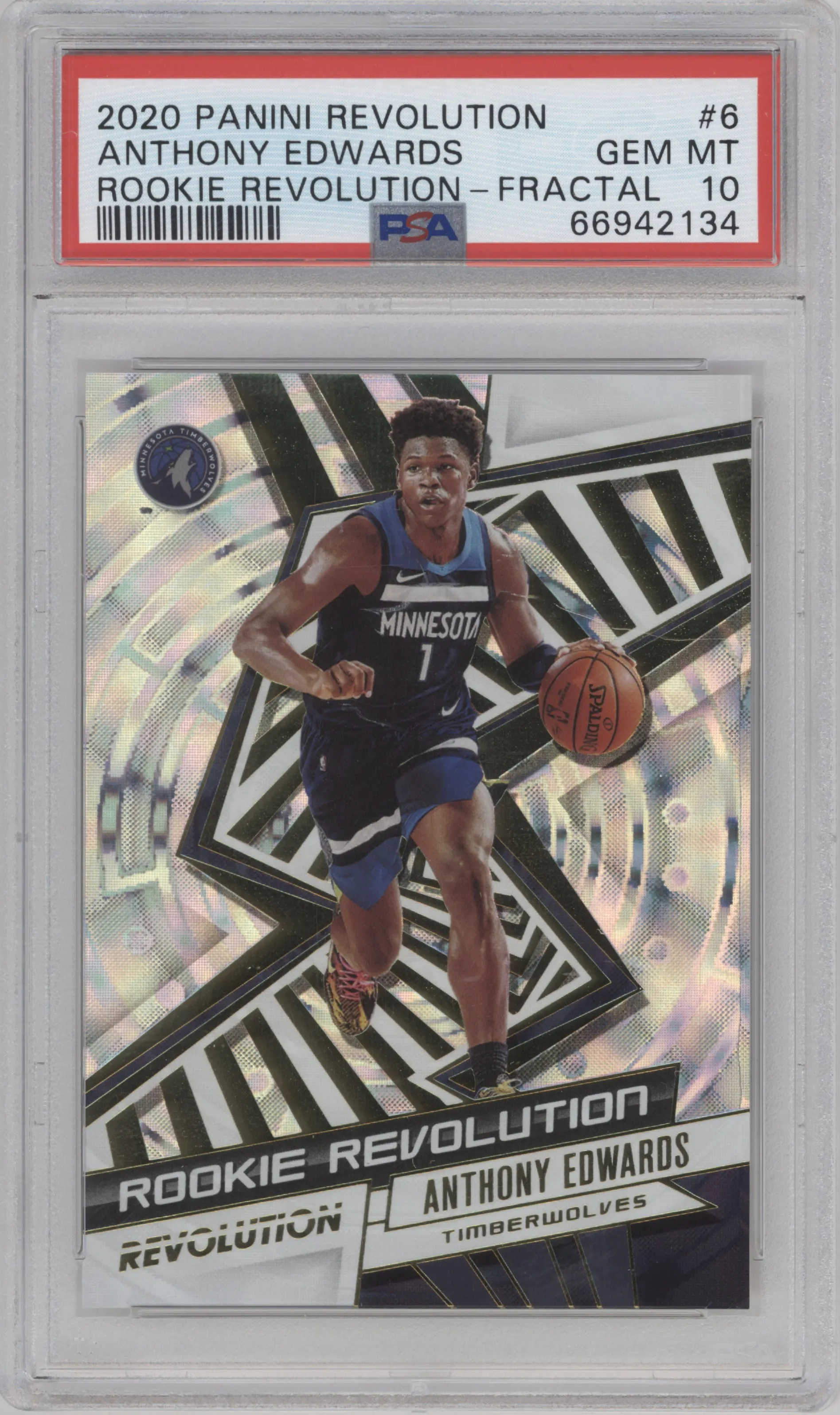 2020 Panini Revolution Rke.Revolution Anthony Edwards Fractal #6 PSA 10