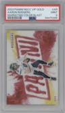 Aaron Rodgers from the 2023 Panini The National VIP set graded by PSA and given an overall grade of 9.