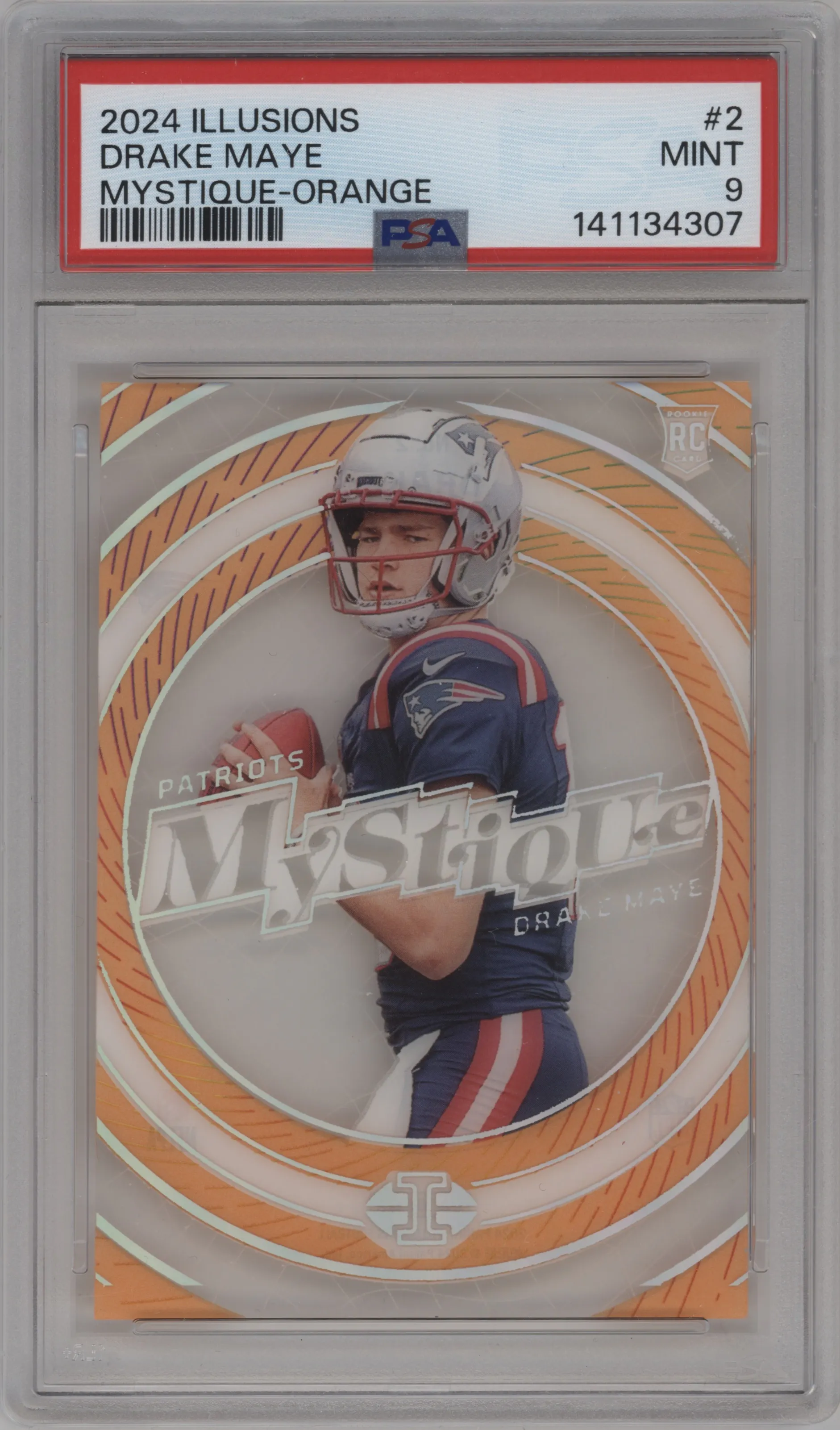 2024 Panini Illusions Mystique Drake Maye Orange #2 PSA 9