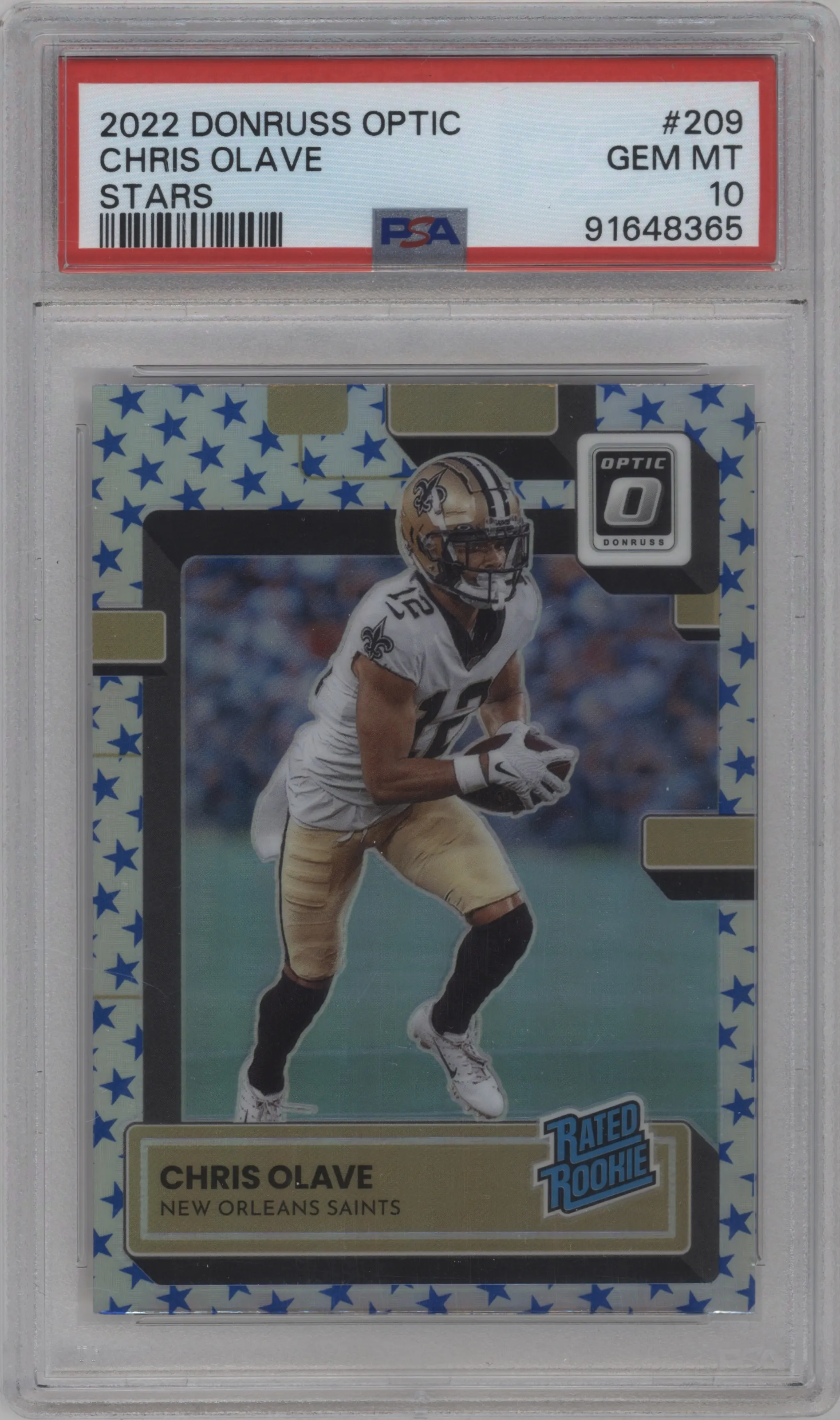 2022 Panini Donruss Optic Rated Rookie Chris Olave Stars #209 PSA 10