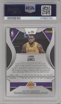 LeBron James from the 2019-20 Panini Prizm set graded by PSA and given an overall grade of 10.