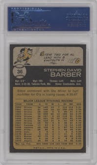 Steve Barber from the 1973 Topps set graded by PSA and given an overall grade of 8.