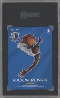 Rajon Rondo from the 2014-15 Panini Excalibur set graded by SGC and given an overall grade of 9.5.