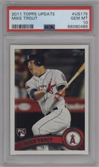 Mike Trout  from the 2011 Topps Update set graded by PSA and given an overall grade of 10.