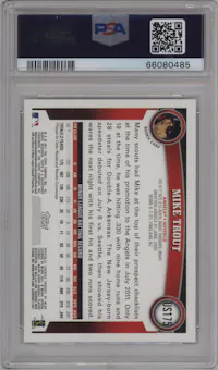 Mike Trout  from the 2011 Topps Update set graded by PSA and given an overall grade of 10.