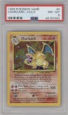 Charizard from the 1999 Pokemon set graded by PSA and given an overall grade of 8.
