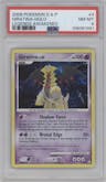 Giratina from the 2008 Pokemon D&P set graded by PSA and given an overall grade of 8.