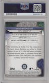 Julio Rodriguez from the 2023 Bowman's Best set featuring a Green Mini-Diamond Refractor parallel graded by PSA and given an overall grade of 10.