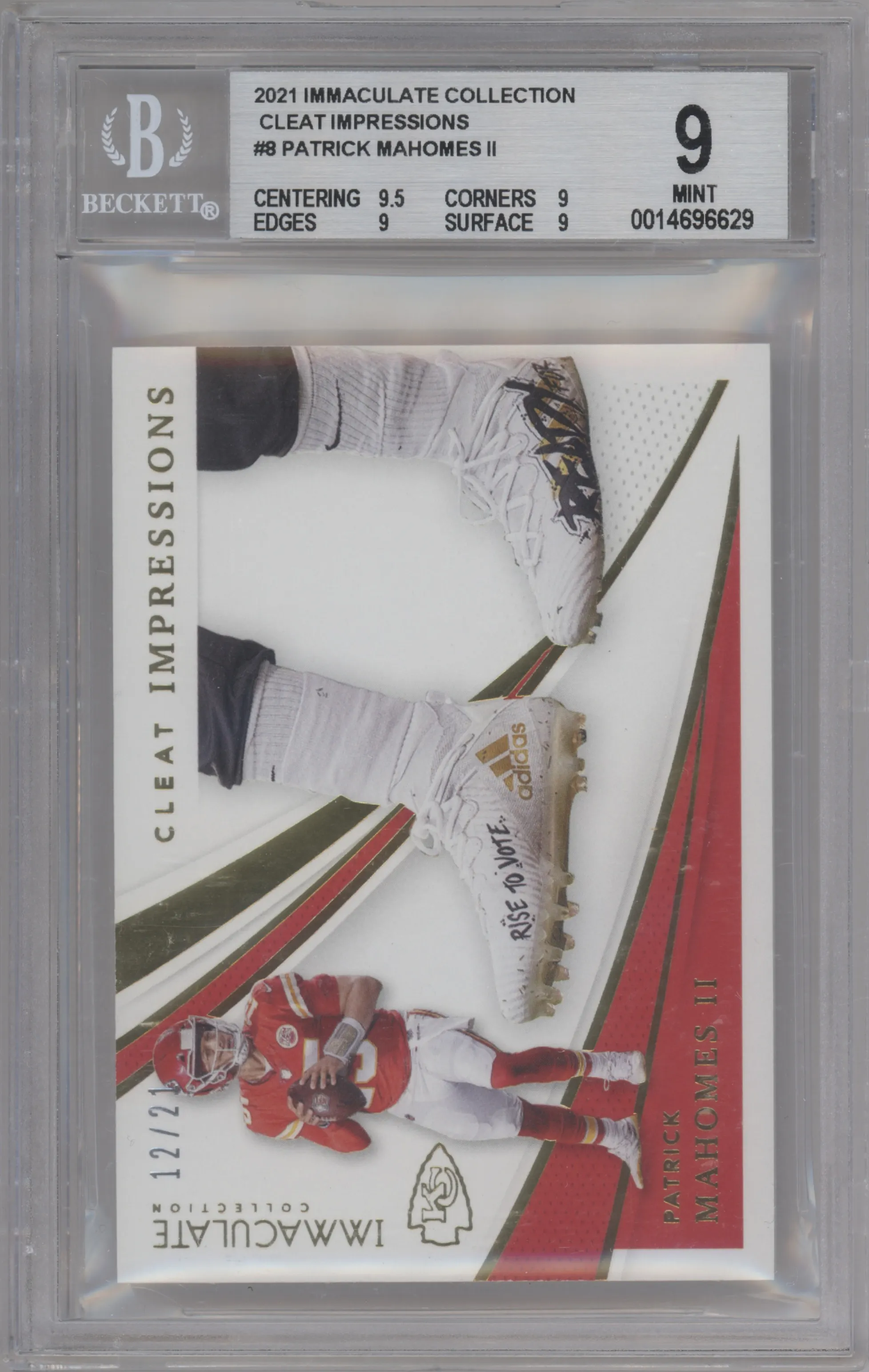 2021 Panini Immaculate Collection Cleat Impressions Patrick Mahomes II BGS 9