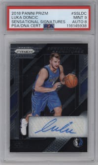 Luka Doncic from the 2018-19 Panini Prizm set graded by PSA and given an overall grade of 9.